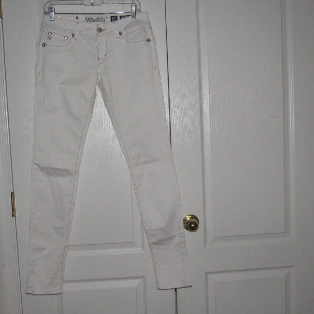 MISS ME Skinny White Sequin Pocket Jeans Size 28 (Inseam: 33”) - Picture 2 of 9